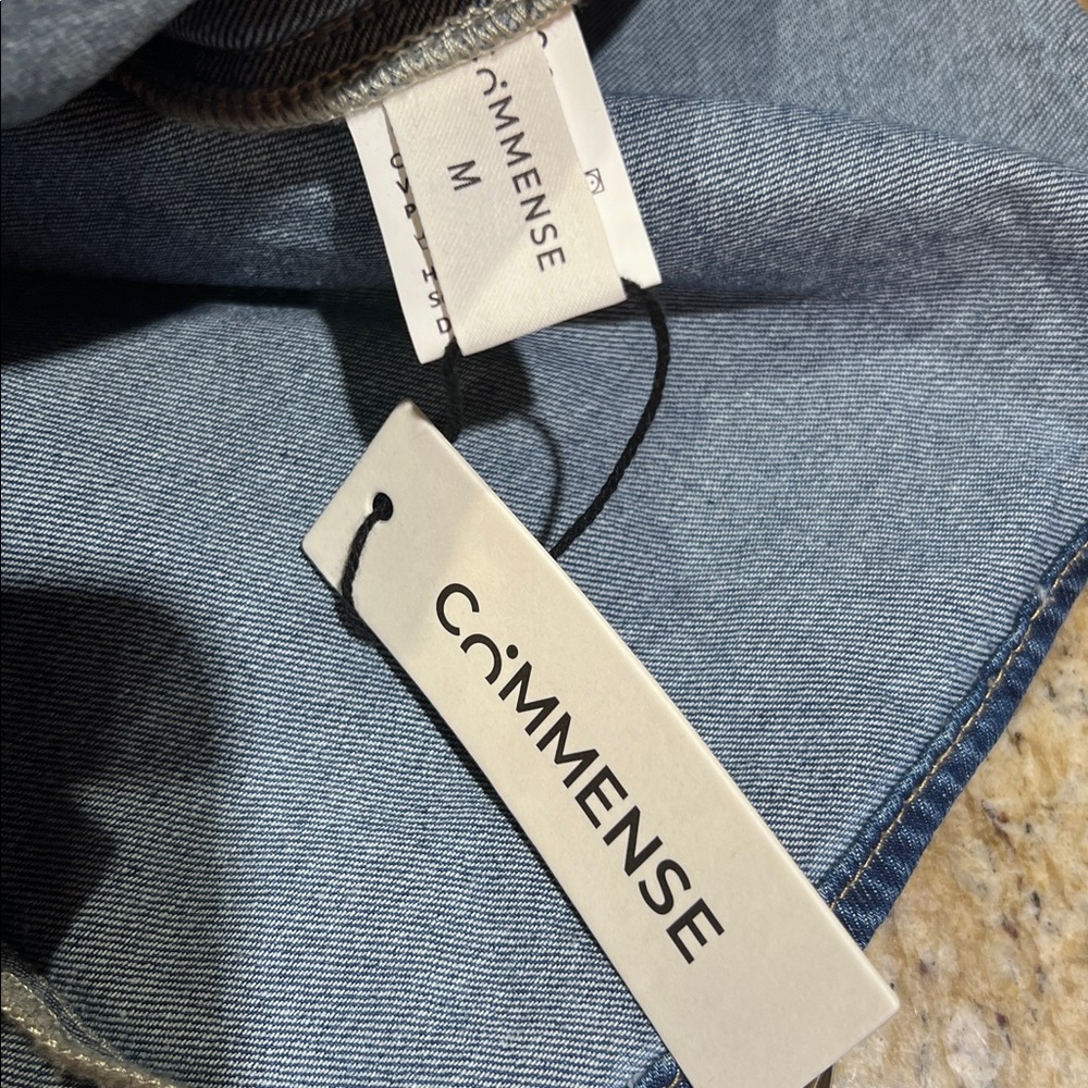 Commense Sweetheart Collar Denim Dress Medium - Picture 7 of 12